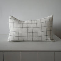 STONEWASHED LINEN RECTANGLE CUSHION COVER | 35*55 | Grid